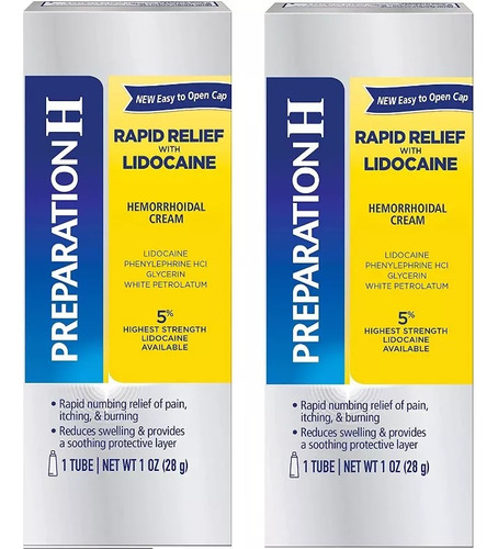 2 Pack Preparation H Crema Lidocaina Trata Hemorroides