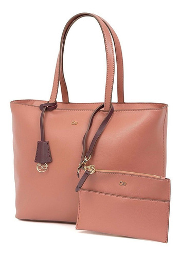 Bolsa Tote Cloe 2 En 1 Charm Metálico Color Pathé