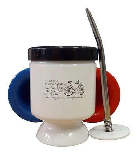 Mate Plastico Frase La Vida Es Como Andar En Bicicleta