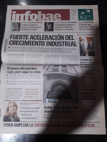 Tapa Diario Infobae 18 7 2006 Yacyreta Néstor Kirchner 