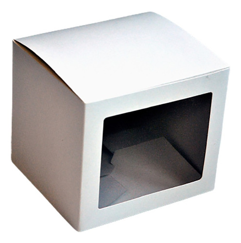 Caja Blanca Con Ventana 16 X 14 X 14 Cm Pack Por 10 Unidades