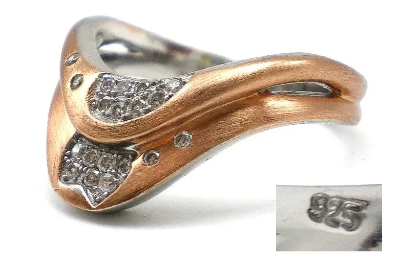 Anillo De Plata 925-oro Y Zafiros Blancos