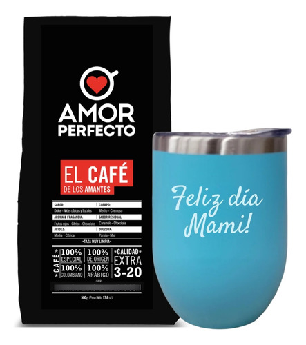 Vaso Taza Térmico Dia De La Madre + Cafe Amor 500grs