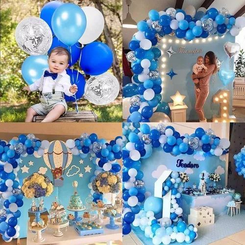 Globo de cumpleaños para niño de 4 años, decoraciones de cumpleaños azules  de 4 años, globos de cump JM