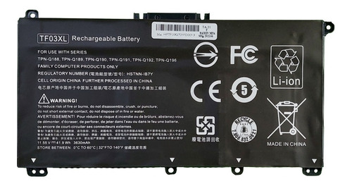 Bateria Tf03xl Pavilion 14-bp00 Hstnn-ib7y Tpn-q188 Tpn-q192