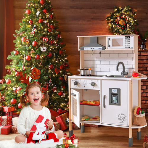 Juego Cocina Madera Chef Niños Luces Sonidos Accesorios 18 Color