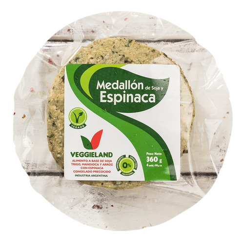 Medallón Vegano De Soja Y Espinaca Congelado - 4u 360gr