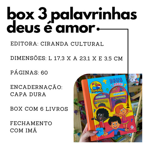Box 6 Mini Livros Infantil Religiosos 3 Palavrinhas Deus É Amor