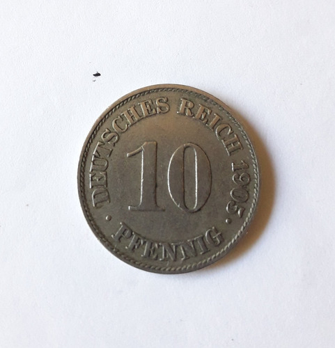 Alemania 10 Pfennig 1905 Ceca J Km#12 Moneda Cuproniquel