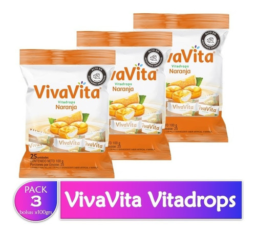 Pastillas Dulces Vivavita Vitadrops X 3 Uds