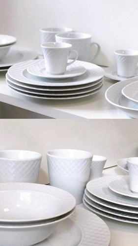 Imagen 6 de 7 de Vajilla Blanca Set X 12 Platos Playo Postre Bowl Porcelana