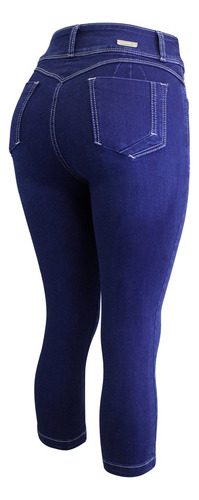 Pantalón Capri Corte Colombiano Con Bolsas A La Cintura