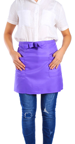 Delantal Corto Violeta, 1 Pieza, Unisex, Cintura Para Mujer