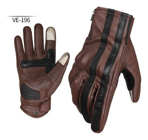 Retro Guantes Racer Cuero Hombre Moto Vintage Motociclista