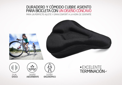 Imagen 5 de 9 de Funda Asiento Bicicleta Cubre Gel Acolchado Ajustable C Memo