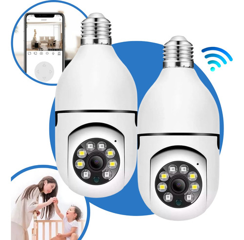 Kit 2 Cameras Wifi 5g E 2.4g Lampada Segurança Externa Hd