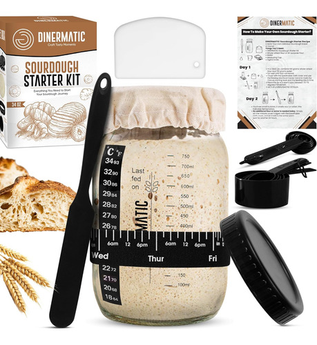 Kit De Tarros De Masa Madre Con 9 Suministros Para Hornear P