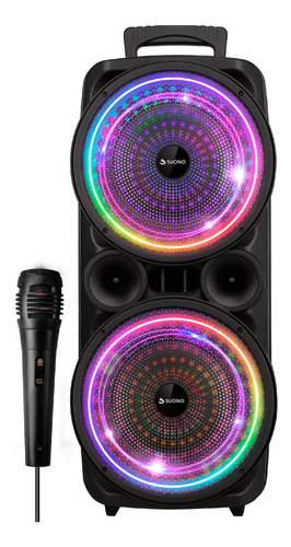 Parlante Portátil Suono Bluetooth 8 Pulgadas 2 parlantes Karaoke Radio Fm Color Negro