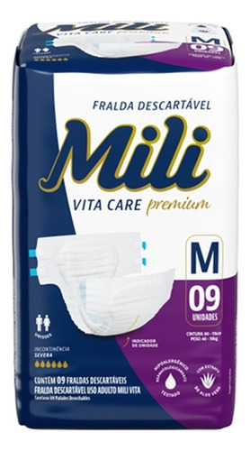 Fralda Mili Vita Care Premium M 9un - Mili