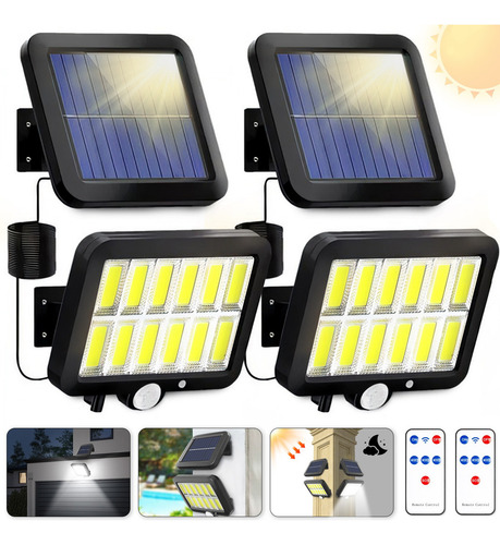 M 2pzs 240led Lampara Solar Exterior Pared Sensor