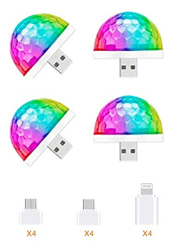 Luz Discoteca Usb Mini, Led Multicolor Para Coche Y Fiesta