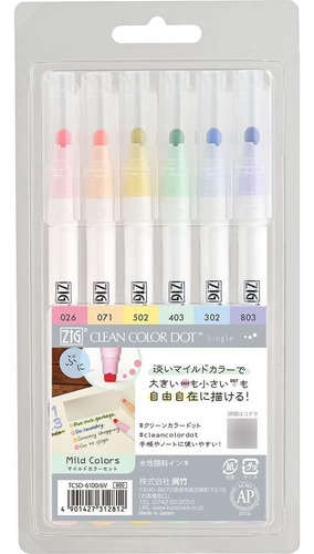 Marcador Kuretake Clean Color Dot X 6 Colores