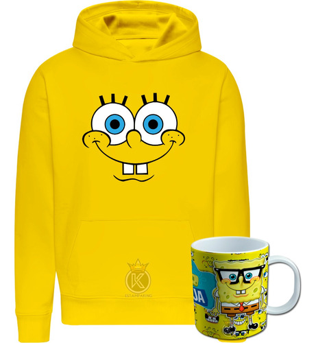 Poleron + Tazon Bob Esponja - Spongebob Squarepants - Fondo De Bikini - Estampaking