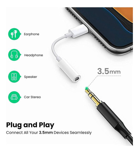 Adaptador Paquete De 2 Cables Tipo C Y Para Lightning 3.5mm