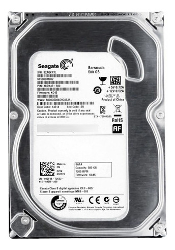 Disco Rígido De 500gb Seagate St500dm002 Cor Prata