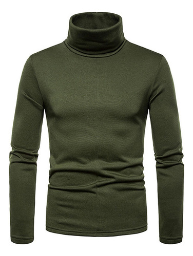 Sudadera Casual De Cuello Alto Liso Para Hombre, Cálida, Con