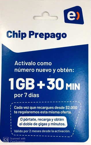 Chip Tarjeta Sim Prepago Entel