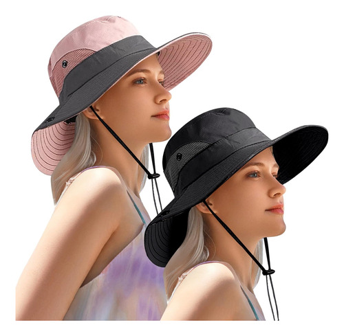 Sombrero De Sol Para Mujeres, 2 Piezas Sombrero Ala Ancha