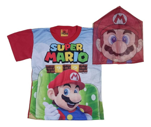 Remera Con Mascara Niño Super Mario Bros