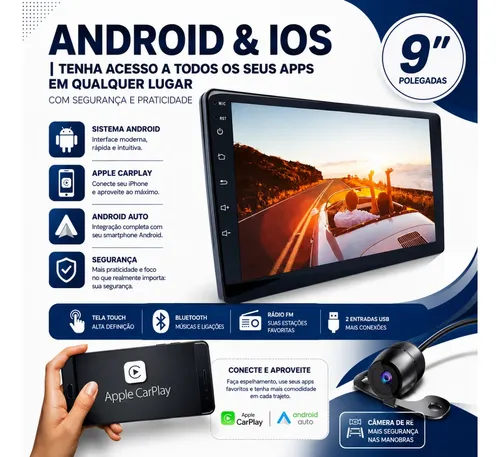 Multimidia H-tech Ht-9210ca 9 2din 2gb 32gb Android Carplay