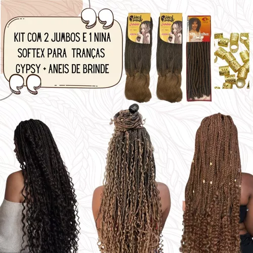 Kit 1 Nina Softex E 2 Jumbos Box Braids Tranças+cachos+anéis