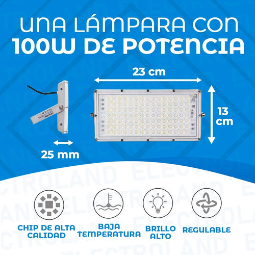 Imagen 5 de 10 de Reflector Led Blanco Frío Alta Potencia Exterior 100w