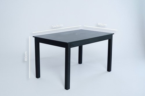 Juego De Comedor Mesa Madera Negra + 4 Sillas Respaldo Recto