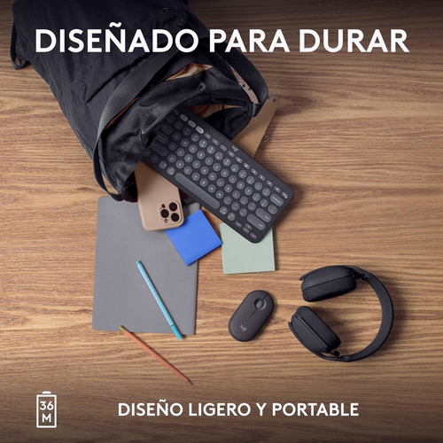 Teclado Logitech Pebble K380s, Bluetooth Multidispositivo Gris Oscuro Español Latinoamérica (Usado)
