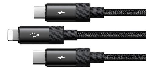 Cable Cargador Usb 3 En 1 Para Lightning Tipo-c Y Micro Usb