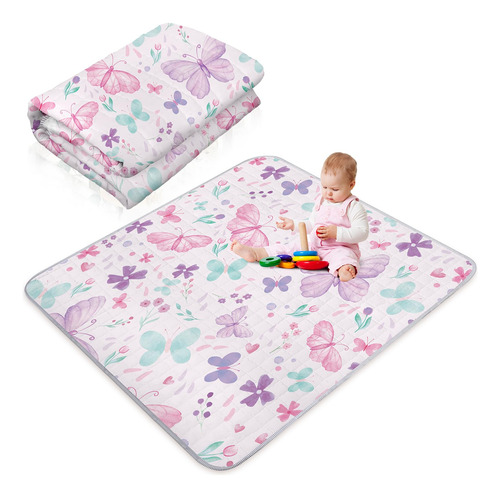 Tapete De Juego Portatil Bohemio Para Bebe, 43 X 43 Pulgadas