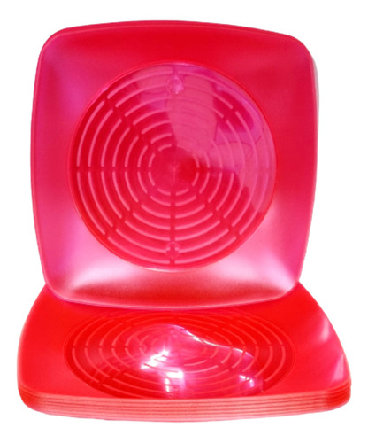 50 Pratos Acrílico Quadrado Refeição Resistente 22cm Rosa Cor Rosa Neon