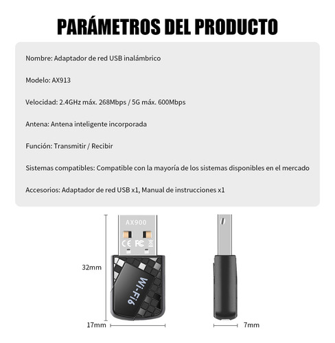 Antena Adaptador Inalámbricos Usb Wifi 600 Mbps 5g/2.4g
