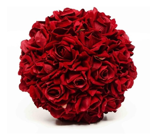 Planta Decorativa Artificial Esfera Rosas Velvet Rojas 29 Cm