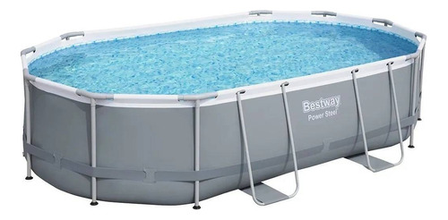 Piscina estrutural oval Bestway 56448 com capacidade de 10949 litros de 4.88m de comprimento x 3.05m de largura  cinza design mosaico