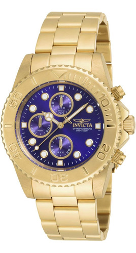 Reloj Para Hombre Chapado En Oro Con Esfera Azul Y Cronógraf