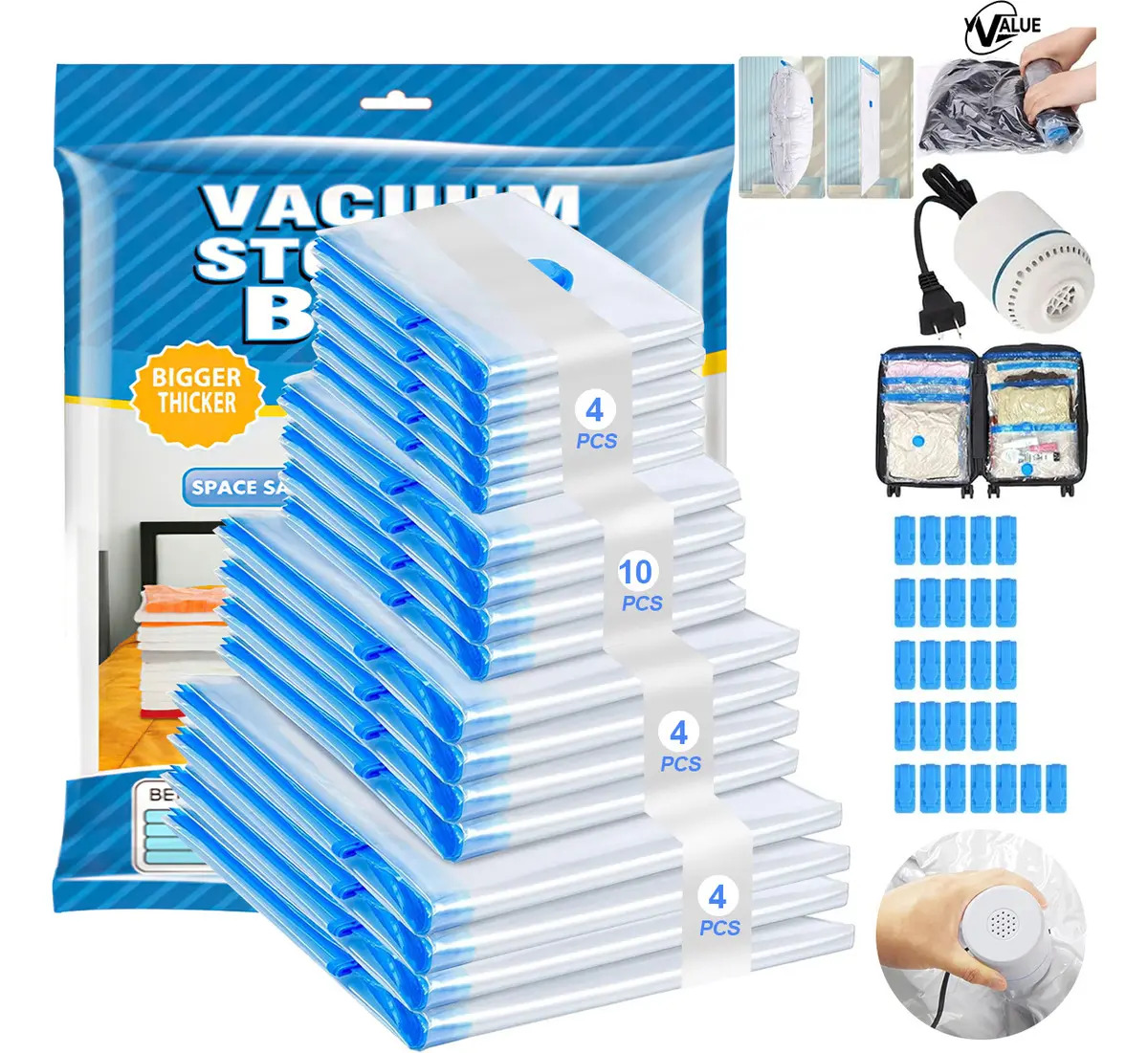 23pzs Bolsa De Almacenamiento Comprimidas Al Vacío De Ropa Vrvalue