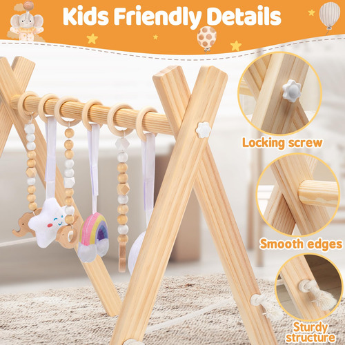 Gimnasio De Madera Para Bebés Con Actividades Múltiples