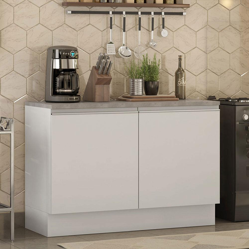 Gabinete Bajo Cocina Madesa Glamy 120cm Con Encimera Color Blanco