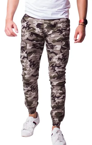 Pantalón Jogger Skinny Camuflaje Cargo Para Hombre