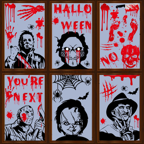 Calcomanías De Ventana De Halloween Personajes De Terror Reu
